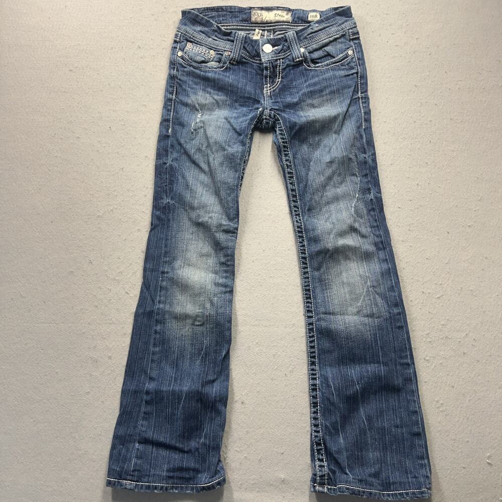 BKE Stella Flare Jeans Womens 26R Medium Wash Stretch‎ Denim Buckle
